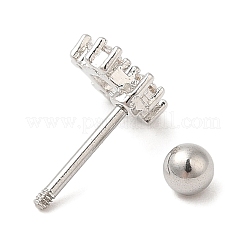 Messing Micro Pave klare Zirkonia Ohrstecker&nbsp;LS-EJEW-L265-05P