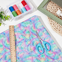 Polycotton-Stoff mit Leopardenmuster und Regenbogenmuster&nbsp;DIY-WH0028-18A
