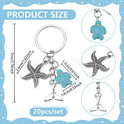 20 шт. брелок Ocean Themne из синтетической бирюзы и сплава KEYC-NB00016