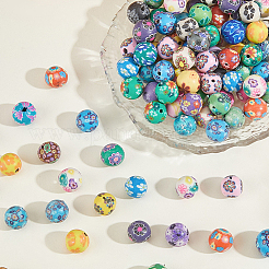 120 шт. бусины из полимерной глины с цветочным узором ручной работы&nbsp;CLAY-PA0001-24B