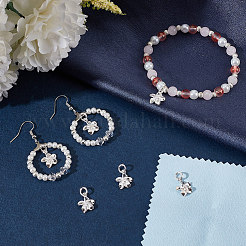 5 шт. 925 подвески-цветка из стерлингового серебра с соединительными кольцами и 1 шт. двухсторонней замшевой ткани для полировки серебра FIND-BBC0015-93