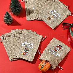 12 шт. 12 стиля рождественских принтованных мешков для упаковки мешков с завязками ABAG-FS0001-03A