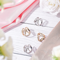 4個 2色 トリプルリング 亜鉛合金 スカーフバックルリング  結婚披露宴用クラスプホルダー  ゴールデン·ステンレス鋼色  21.5x25x21.5mm  2個/カラー&nbsp;JEWB-GF0001-25