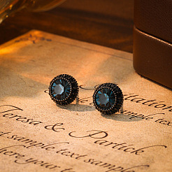 Плоские круглые серьги-гвоздики из латуни с микропаве и цирконием FS-WGEF433-01