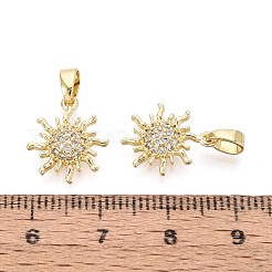 Pendenti in zirconi cubici trasparenti in micro pavè di ottone&nbsp;KK-T080-73G