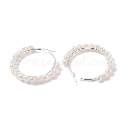 Orecchini a cerchio da donna con perline avvolti in filo di perle naturali&nbsp;EJEW-JE04758-04