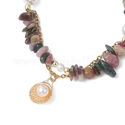 Наборы ожерелий и браслетов для женщин из натуральных разноцветных турмалиновых бусин.&nbsp;SJEW-JS01372-02