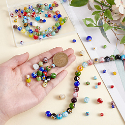 3 стиль ручной работы миллефиори стеклянные круглые бусины нити LAMP-HY0001-16