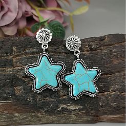 Серьги-гвоздики из сплава синтетической бирюзы FS-WG18094-01