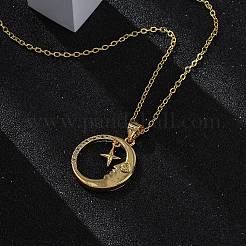 Ожерелья с подвесками из латуни с прозрачным кубическим цирконием NJEW-S438-05B-G