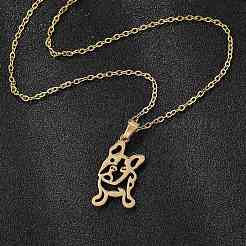 Полые ожерелья с подвесками и серьги-гвоздики из нержавеющей стали 201 в виде французского бульдога для женщин SJEW-Q025-06G