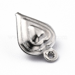 真鍮製チャーム  ハート  プラチナメッキ  12x8x4.5mm  穴：0.9mm&nbsp;KK-O131-13P