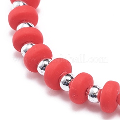 Braccialetto elasticizzato in argilla polimerica e perline di plastica con ciondoli di frutta per le donne&nbsp;BJEW-JB08706