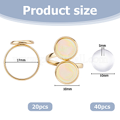 20 pieza de accesorios de anillo de puño abierto de acero inoxidable 304&nbsp;DIY-HS0002-21B