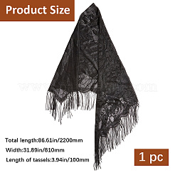 Съемная шаль из полиэстера с кружевным цветком&nbsp;AJEW-WH20072-43C