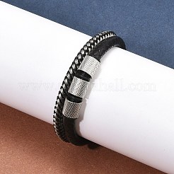 Плетеный кожаный многожильных браслеты BJEW-Z081-15P