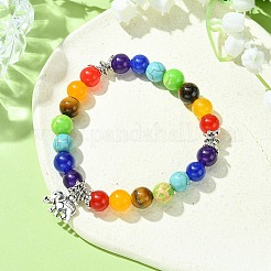 Braccialetti elasticizzati chakra con pietre miste naturali e sintetiche&nbsp;BJEW-JB09859-03