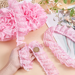 20 m doppellagiges Spitzenband aus Polyester mit plissierten Blumen&nbsp;OCOR-MA0001-42B