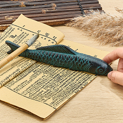 Рыба железо китайская каллиграфия вес бумаги литой&nbsp;AJEW-WH0455-138