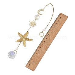 Attrape-soleil suspendus en forme d'étoile de mer en acier inoxydable 304 et en verre rond&nbsp;HJEW-JM05037