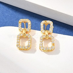 Boucles d'oreilles en laiton avec zircone cubique de micro pave&nbsp;KK-Z166-01G
