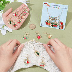 Круглое кольцо из легированной эмали с подвеской в виде фруктов HJEW-PH01892