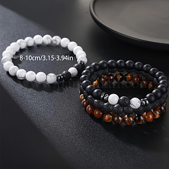 4 шт. эластичные браслеты из натуральной лавы QY3099