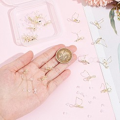 28шт. латунный крючок для сережек в форме банта DIY-SP0001-06G