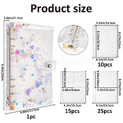 1 шт. прямоугольные прозрачные ПВХ мини-папки с 6 кольцами&nbsp;AJEW-FH0006-68