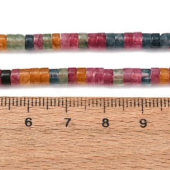 染め加工天然石ホワイトジェイドビーズ連売り  ヒシビーズ  フラットラウンド/ディスク  ミックスカラー  4x2~2.5mm  穴：0.7mm  約154個/連  15.35''（39センチメートル）&nbsp;G-H230-62A