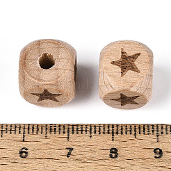 Гравированные бусины из бука&nbsp;WOOD-N022-06A