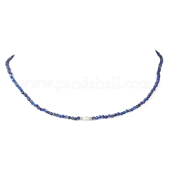 Ожерелье из граненых круглых бусин из натурального лазурита диаметром 2 мм.&nbsp;NJEW-JN05918-01