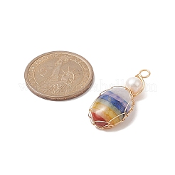 Pendentifs enveloppés de fil de cuivre de pierres précieuses naturelles chakra&nbsp;PALLOY-JF02046-01