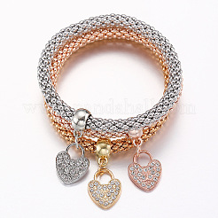 3шт браслеты с подвесками в форме сердца из цинкового сплава FS-WG3B029-01