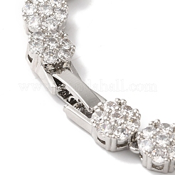 Браслеты-цепочки с цветочным звеном из латуни и циркония для женщин BJEW-A018-03P-03