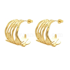 Серьги-каффы из нержавеющей стали 304 в форме буквы С EJEW-U070-02G