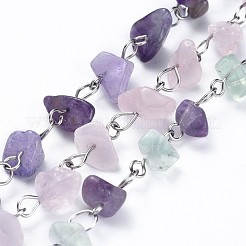 Браслеты из натурального смешанного камня BJEW-JB04393-01