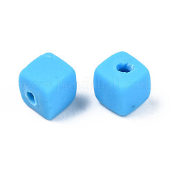 手作り樹脂粘土ビーズ連売り  キューブ  ライトシーグリーン  6~6.5x6~6.5x6~6.5mm  穴：1.4mm  約61個/連  15.75インチ〜15.94インチ（40.5cm）&nbsp;CLAY-N008-060-03