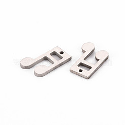 変色しない304ステンレススチールチャーム  レーザー切断  音符  手動研磨  ステンレス鋼色  12x8x1mm  穴：0.9mm&nbsp;STAS-Q242-047