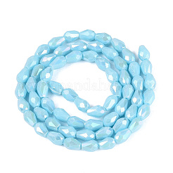 Brins de perles de verre galvanisées de couleur unie opaque&nbsp;LS-EGLA-N013-P4mm-B12