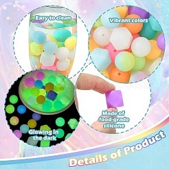 Светящиеся 56 шт. 28 цвета круглые пищевые силиконовые бусины SIL-CJ0001-31