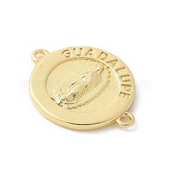 Латунные плоские круглые подвески-соединители Богоматери Гваделупской&nbsp;KK-P294-31G