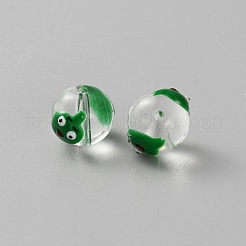 Круглый ручной работы Lampwork бисер LAMP-WH0003-015B