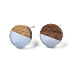 Ohrstecker aus transparentem Harz und Walnussholz&nbsp;EJEW-N017-008-A01