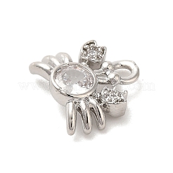 Подвески из платины и латуни с микропаве из прозрачных кубических цирконий на тему морских животных&nbsp;KK-U031-01P-07