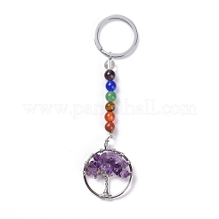 Edelstein und natürliches Amethyst Chakra keychain&nbsp;KEYC-P037-A02
