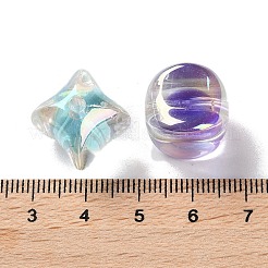UVメッキ虹色透明アクリルビーズ  二層ビーズ  菱形  14.5x14.5x15.5mm  穴：3mm&nbsp;OACR-H112-09C