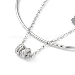 Браслеты с подвесками из латуни с микропаве и прозрачным кубическим цирконием&nbsp;BJEW-L691-02P