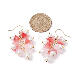 Болтающийся серьги стекло цветок EJEW-JE05661-01