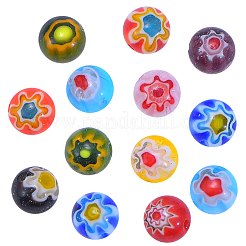 Круглые бусины из стекла миллефиори из одинарных цветов LAMP-CJ0001-15